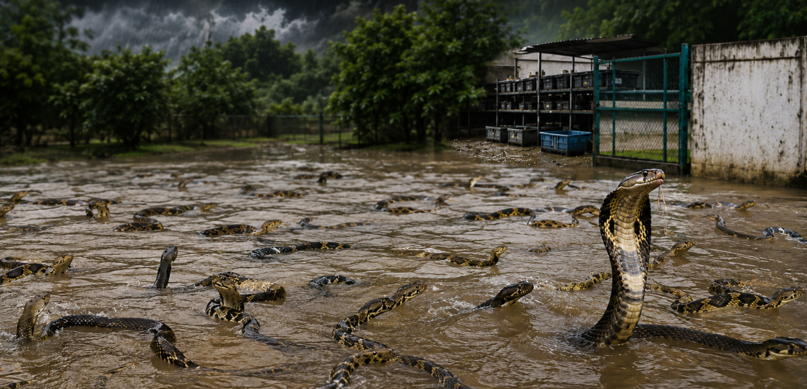 China Floods China Floods:ఫామ్ నుంచి తప్పించుకున్న 900 పాములు.. వరద నీటిలో ఈదుతూ హల్చల్!